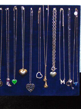 Vintage & Modern Assorted Silver Tone Necklace lot- very nice!
